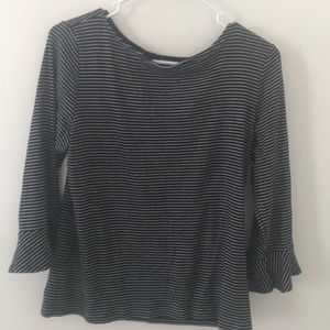 3/4 sleeve dark blue striped shirt